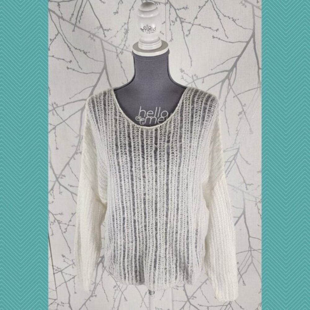 Noul White Open Knit Lightweight Sheer Sweater
